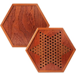 Jeu de Dames Chinoises Complet - Plateau en Bois et Pions,Jeu de Société Stratégie Multijoueurs pour Soirées en Divertissement Extérieur Pique-Nique Plage Camping