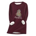 thumbnail image 1 of Camisas Navideñas Para Mujer, Camisetas de Manga Larga, Sudadera de Lana Gruesa, Ropa Interior Cálida de Cuello Redondo Con Estampado de Terciopelo Odeerbi  ODB201195, 1 of 5