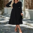 thumbnail image 4 of Long Sleeve A-Line Dress with Ruffled Hem for Women Maternity, 4 of 8