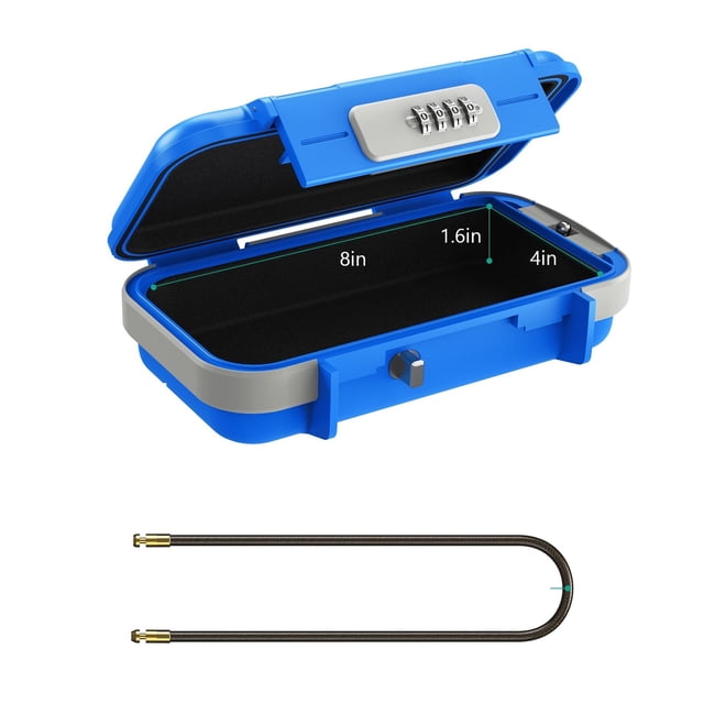 Safe Lock Box Portable Safe Case 4-Digit Combination Lock With Rope Outdoor Camp Hiking Sports Gym Security Storage Key Box ,Easy to Use