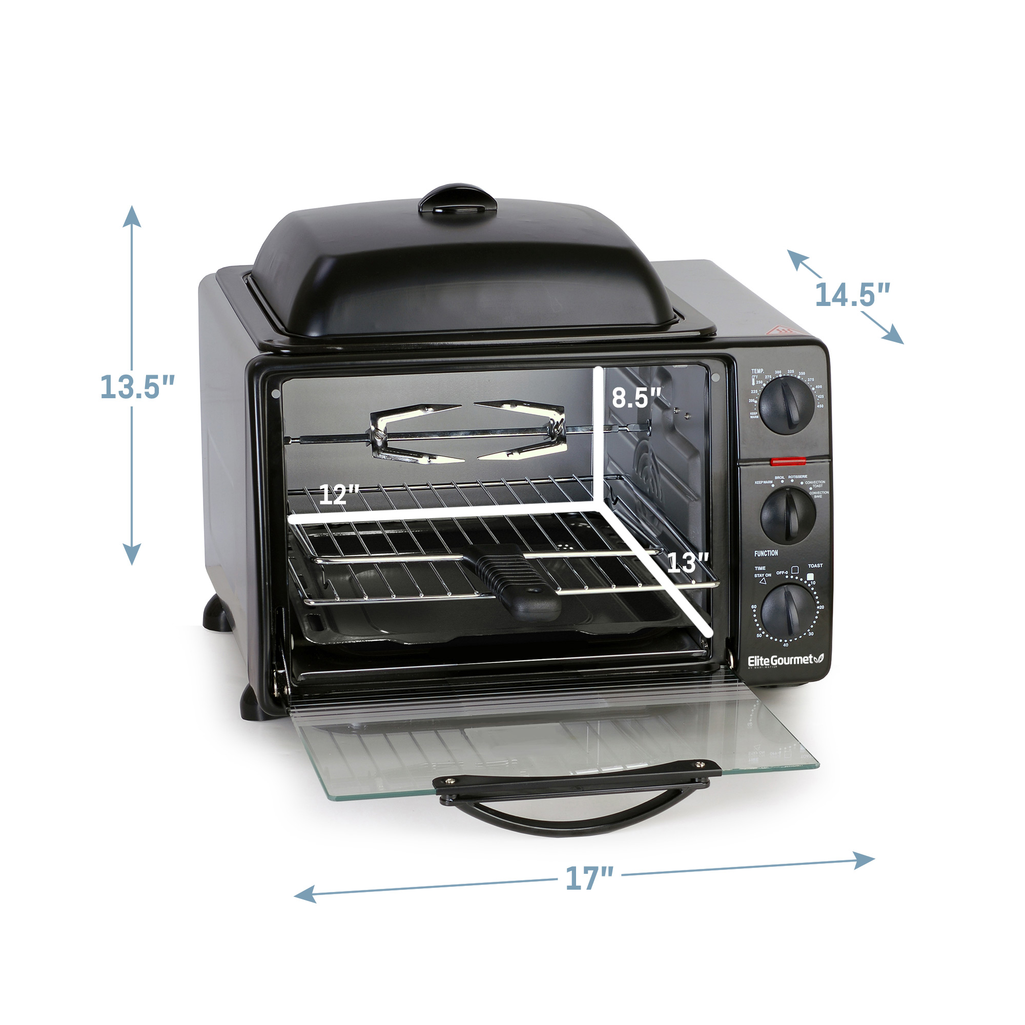 Elite Gourmet ERO-2008S New 6 Slice Toaster Oven Broiler with Rotisserie Grill and Griddle - image 3 of 6