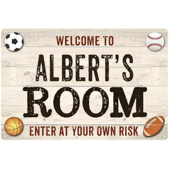 ALBERT'S Room Kids Bedroom Sign Boy's Gift 8x12 Metal 108120090344
