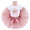 thumbnail image 3 of IBTOM CASTLE Baby Girl 1st Birthday Outfit Sequin Butterfly Romper Tutu Skirt Headband Clothes for Cake Smash Photo Shoot 1 Year Dusty Pink - 1st Birthday, 3 of 8