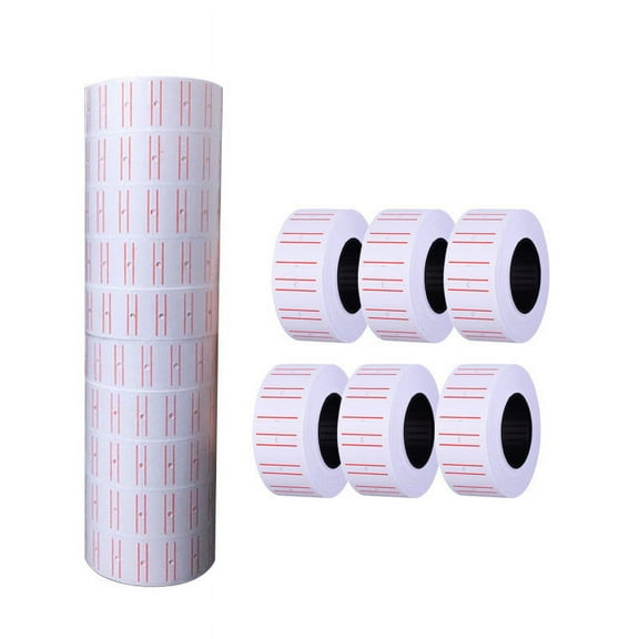 GiLiling 10 Rolls Price Labels Price Gun Stickers 5500pcs Price Gun Labels for Retail Shop Office Pricemarker Labels, Supermarket Commodity Labeling (Pink) (White Red Line)