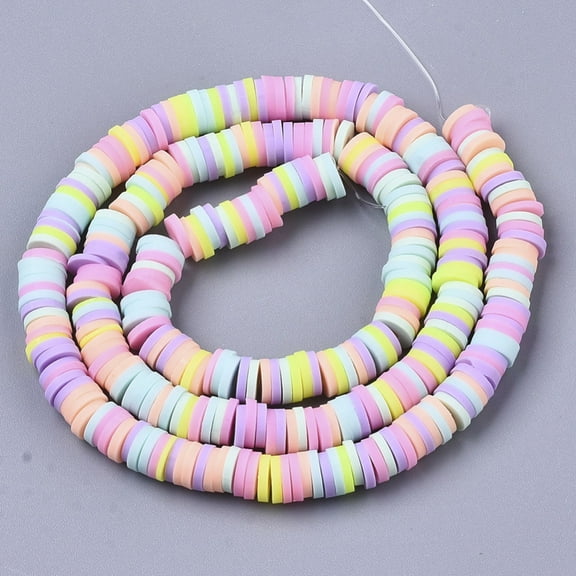 1strand Handmade Polymer Clay Beads Strands for Jewelry Crafts Supplies Heishi Beads Disc/Flat Round Mixed color 6x0.5~1mm Hole: 1.8mm about 320~447pcs/strand 15.75 inch~16.14 inch(40~41cm)