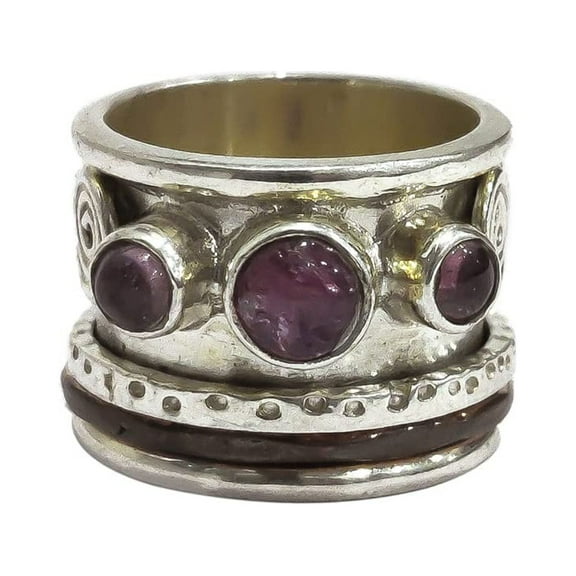 Rose Quartz Spinner Band, Meditation Ring, 925 Sterling Silver Ring, Spinning Ring, Two Tone Ring, Fidget Ring, Handmade Jewelry, Christmas Oxidized, Womans Band Ring, Anxiety Ring, Mans Band Gifts