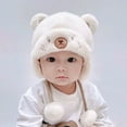 thumbnail image 4 of Cute Baby Boys Girls Winter Hats Bear Ears Earmuffs Cap with Soft Balls, Fleece Warm Hemming Caps, 4 of 7