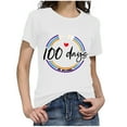 thumbnail image 6 of IROINNID Women's Casual Fashion T-shirt Short Sleeve Round Neck Happy 100th Day Of School Printed Tops, 6 of 7