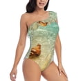 thumbnail image 3 of Honeii Starfish And Seashell On The Beach for women's one-piece swimsuit featuring a chic one-shoulder design experience elegance and style in the water-Small, 3 of 6