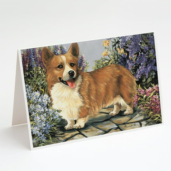 Corgi Garden Georgi Greeting Cards and Envelopes Pack of 8