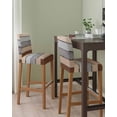 thumbnail image 2 of Brown Grey Bar Stool Covers Set of 4, Vintage Stripe Farmhouse Wood Grain Ombre Stretch Washable Bar Chair Covers with Backs, Removable Pub Counter Height Chair Cover for Kitchen Dining Room Cafe, 2 of 7