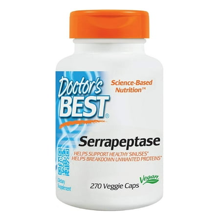 Doctor's Best Serrapeptase, Non-GMO, Gluten Free, Vegan, Supports Healthy Sinuses, 40,000 SPU, 270 Veggie Caps, Helps support healthy.., By Doctors