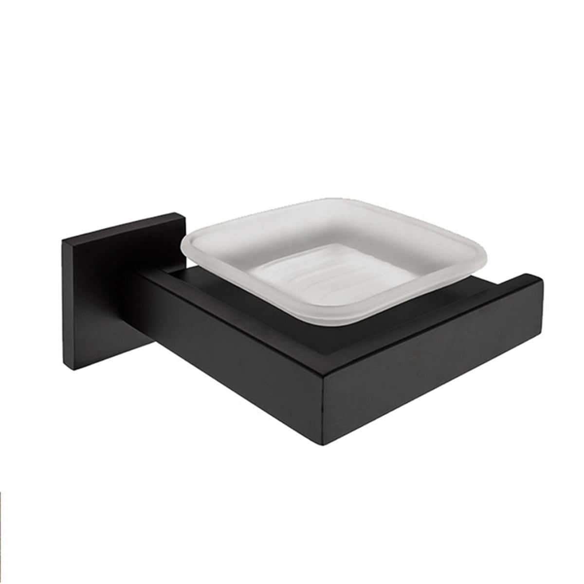 Matte Black Soap Dish Rust-Proof 304 Stainless Steel Square Soap Holder 