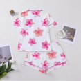 thumbnail image 4 of HAYIMI Child Cute Kids Flower Printed Short Sleeve Button Down Collared Shirt and Shorts For Girls Comfortable Home Pajama For Sleep Relaxed Fit Nightwear, 4 of 4