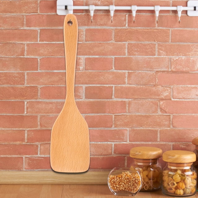 Pala de cocina de madera, utensilios de cocina de madera, espátula de mango largo, pala de palo, probada y confiable