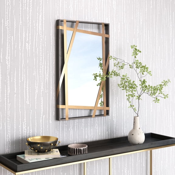 Tolix Mirror Antique Gold & Black Wall Decor, Modern Style, Hangs horizontally or vertically, Steel, Decor Mirrors