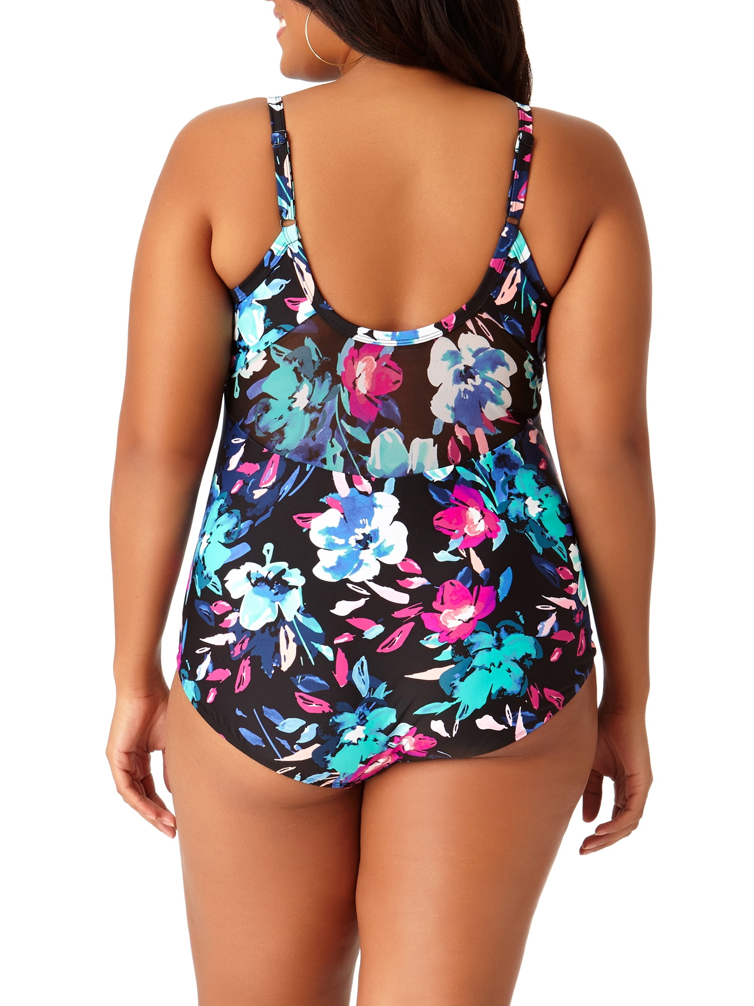 Women's Plus-Size Watercolor Blossom One-Piece Swimsuit