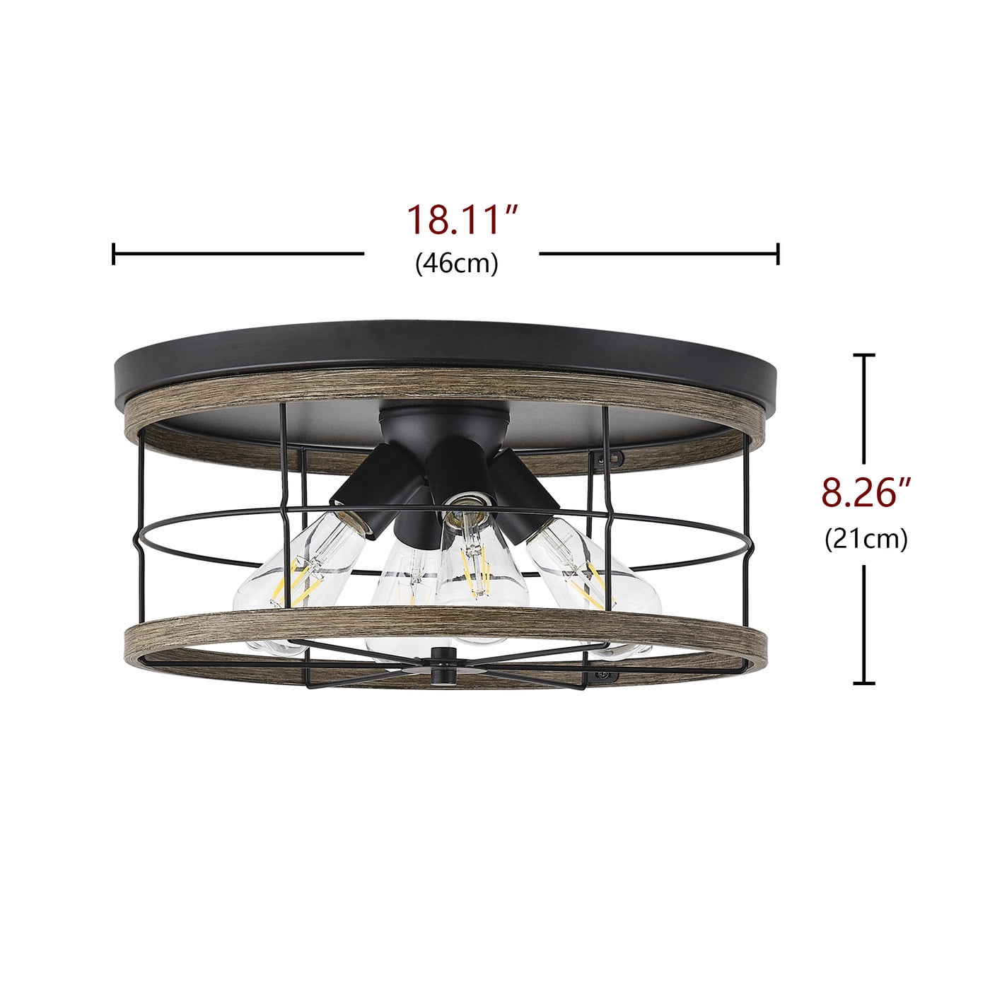 Aiwen 3 Lights Matte Black Ceiling Lamp Superior Rustic Farmhouse Flush Mount Lamp