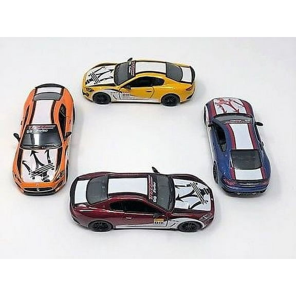 4PC Set: Kinsmart 5" Maserati GranTurismo MC Stradale Race Diecast Model Toy 1:38
