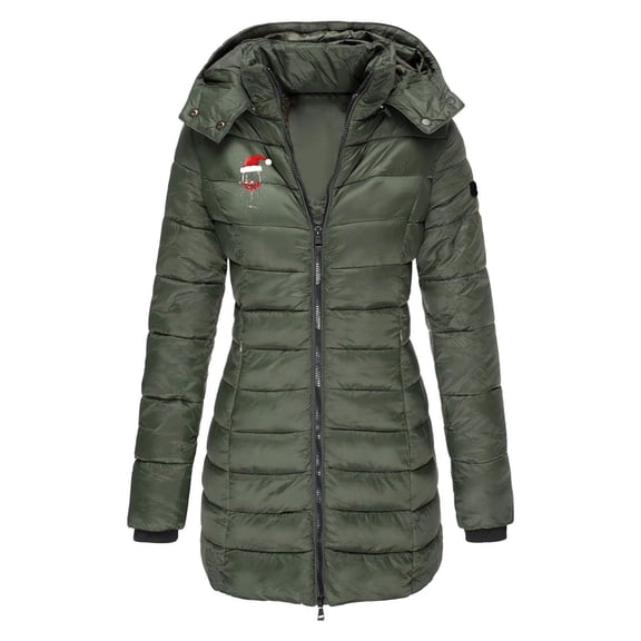 Taylonsss Women's 3/4 Sleeve Hooded Mid-Length Casual Jacket with Small Print, V-Neck Fashion Coat Comfortable for Home Daily Use and Work Wear