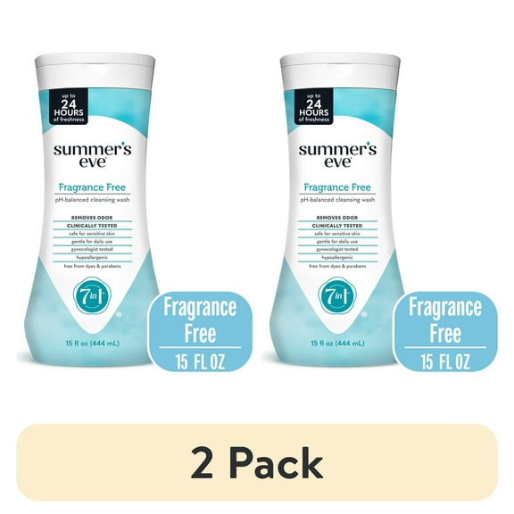 (2 pack) Summer’s Eve Fragrance Free Gentle Daily Feminine Wash, Removes Odor, pH Balance, 15 fl oz