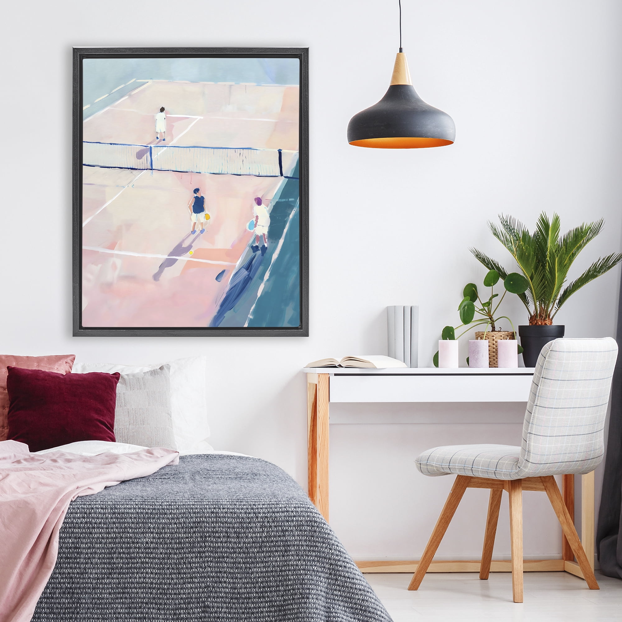 Stupell Industries Summer Game of Tennis Black Framed Floater Canvas Wall Art, design by The Prints Vibe