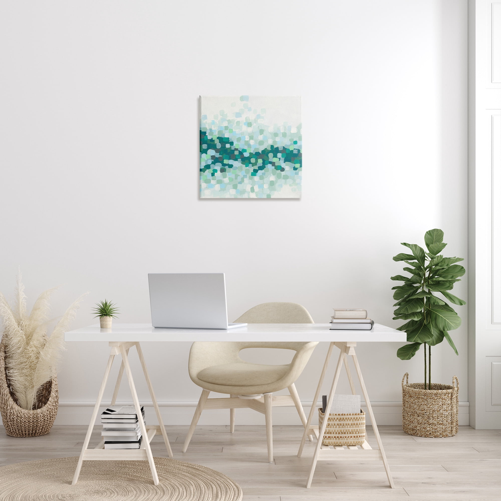 Stupell Industries Green Speckled Horizon Abstract Painting Gallery Wrapped Canvas Art Print Wall Art, 24 x 24