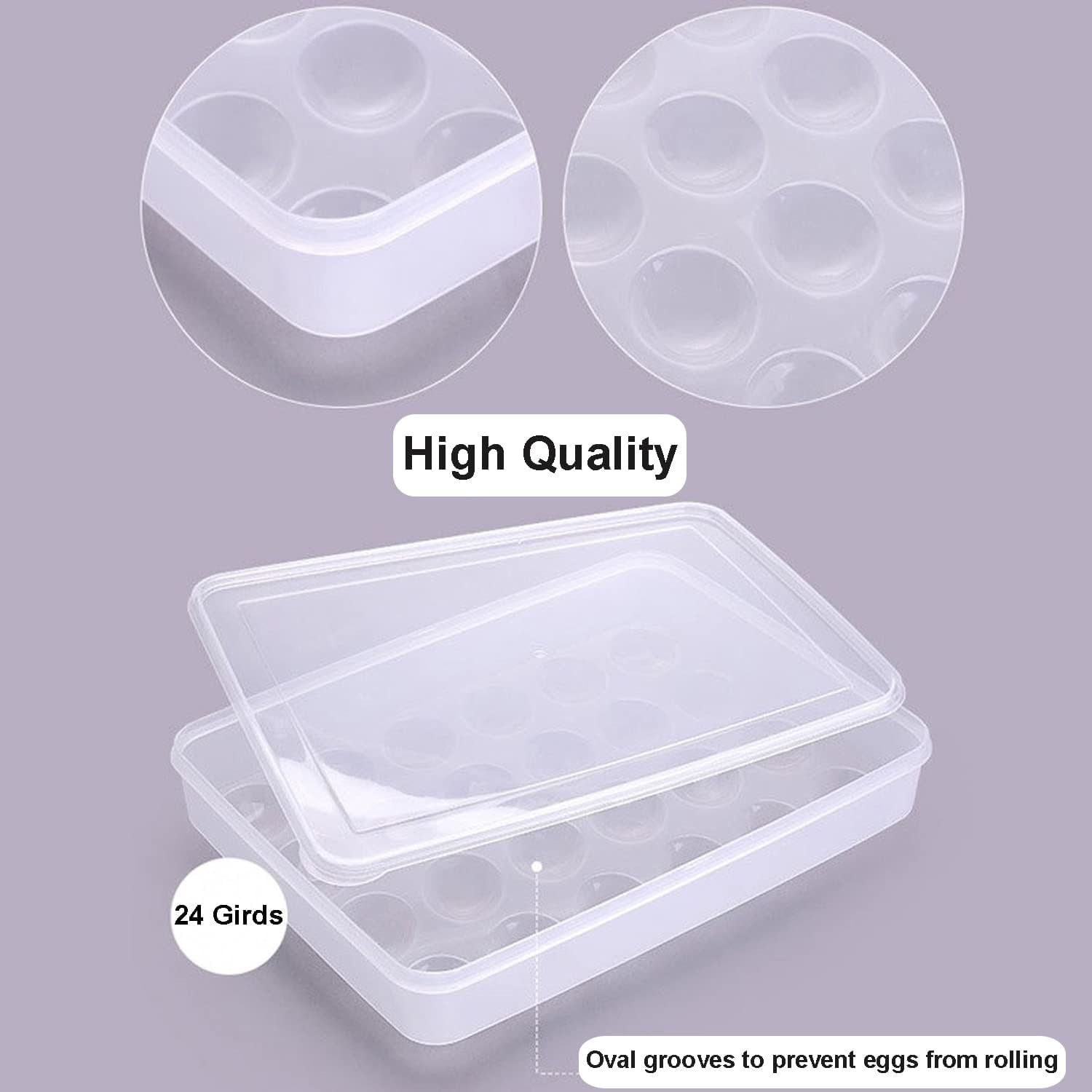 Plastic Egg Containers with Lid (Set of 2),Happon 48 Count Portable Egg Carrier Tray for Party,Portable Egg Holder for Refrigerator,Clear Egg Storage for Party Home Kitchen Supplies