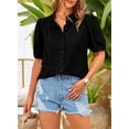 thumbnail image 6 of PRETTYGARDEN Women's Summer Button Down Shirts Short Lantern Sleeve V Neck Cotton Cute Dressy Casual Ladies Tops Blouses, 6 of 6