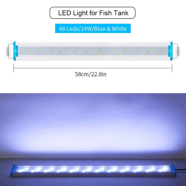 Graflsoa 58cm XXL Aquarium LED Light with Adjustable Bracket, Blue & White Dual Spectrum for Coral Reefs and Fish Breeding