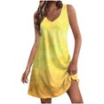 thumbnail image 1 of Vestido de Verano para las Mujeres de Moda Impresión de Bolsillo sin Mangas Cuello en V, Vestido Casual para la Playa Y el Uso Diario, 1 of 1