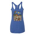 thumbnail image 2 of Wild Bobby Trendy Landscape With Daisies Cactus Monarch Butterfly Nature Lover Women Tri-Blend Racerback Tank Top, Vintage Royal, Large, 2 of 6