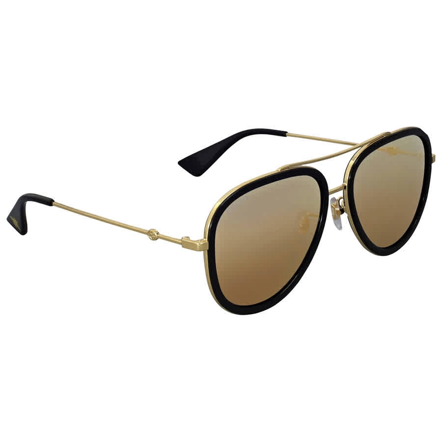 Gucci Gold Aviator Ladies Sunglasses 