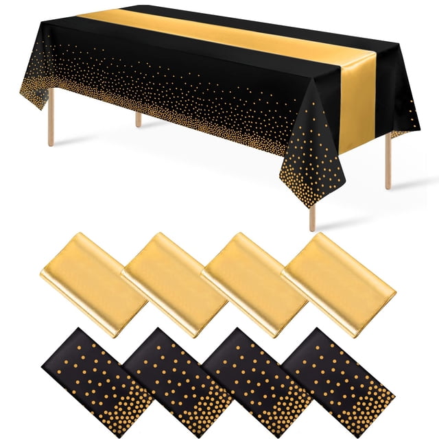 Set de mantel y camino de mesa MASHAN Black Gold para fiesta