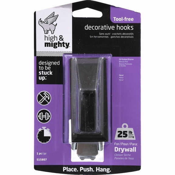 High & Mighty 515807 Decorative Hooks 3.5" L Oil Rubbed Bronze Metal 25 lb. cap. Oil Rubbed Bronze