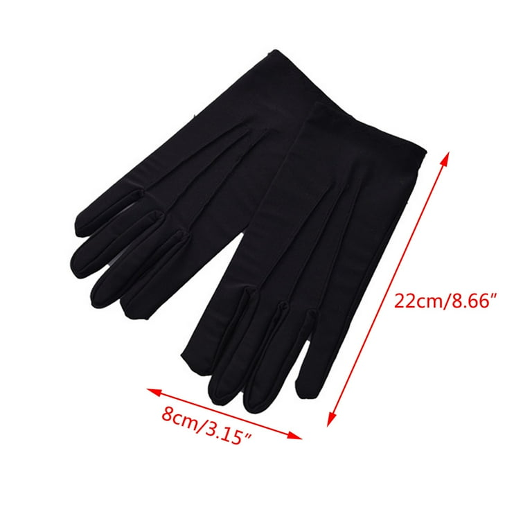 BOOYOU Men Spandex Thin Black White Parade Gloves Formal