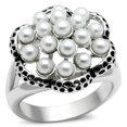 thumbnail image 1 of Alamode 3W232-7 Women Rhodium Brass Ring with Synthetic in White - Size 7, 1 of 1