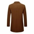 thumbnail image 4 of Mens Trench Coat Slim Fit Double Long Peacoat Color: Brown Size: XL, 4 of 9