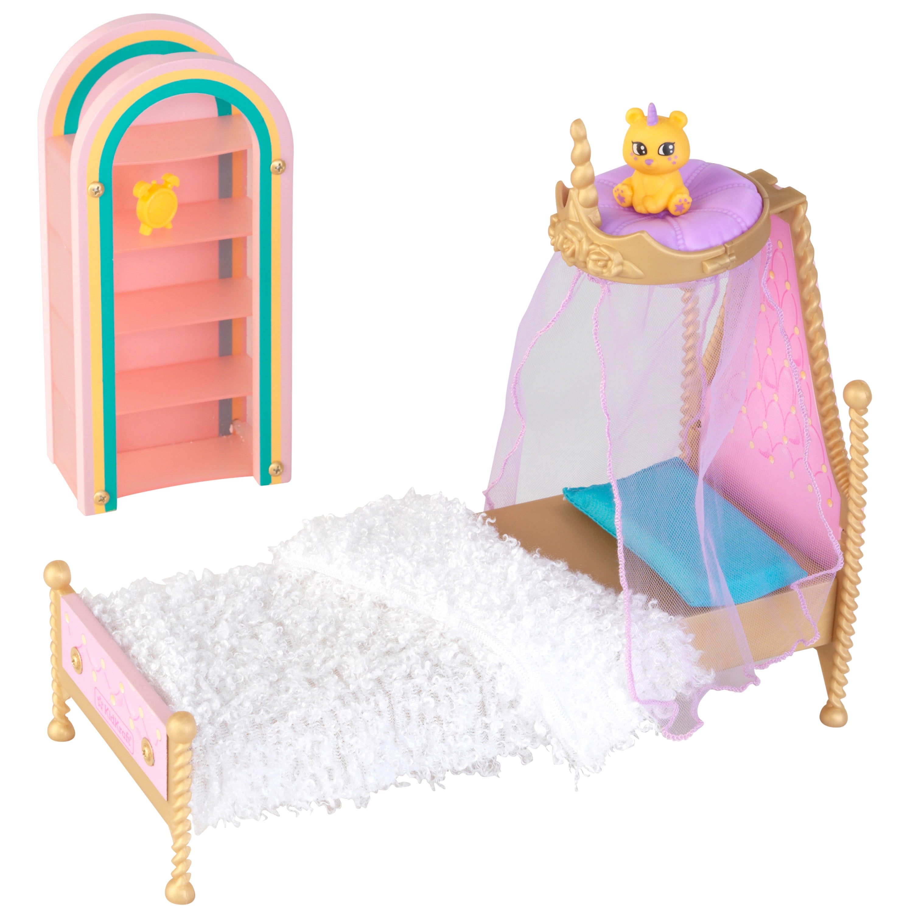 KidKraft Rainbow Dreamers Cloud Bedroom Dollhouse Furniture with 8
