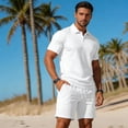 thumbnail image 5 of TaTaai Mens Two Piece Set Mens Solid Color Short Sleeve Shirt with Drawstring Shorts Casual Sports Summer Set Gift, 5 of 6