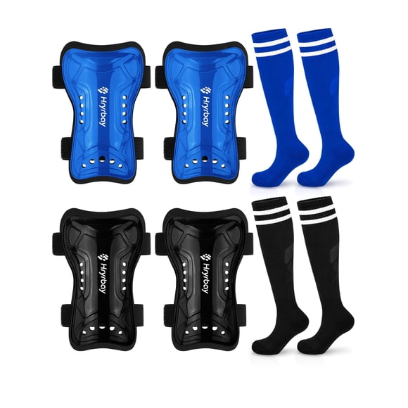 Set de espinilleras y medias de fútbol para niños Hryrbay
