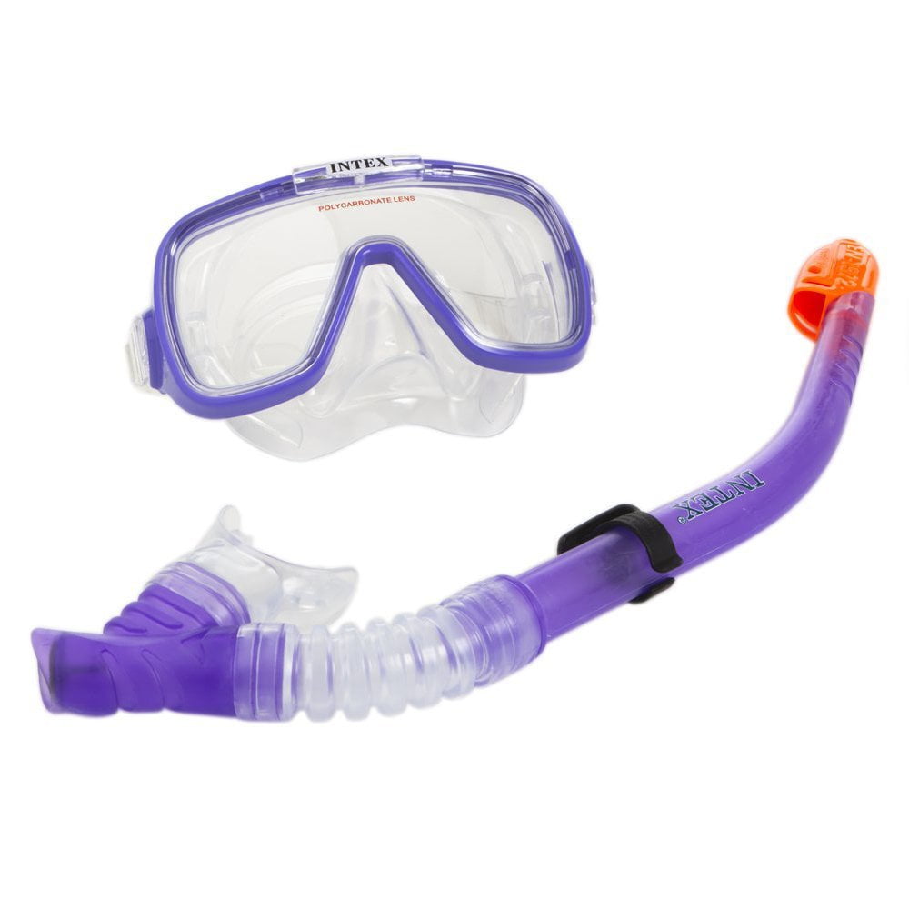 Intex Wave Rider Polycarbonate Lens Mask and Snorkel Swim Set for 8