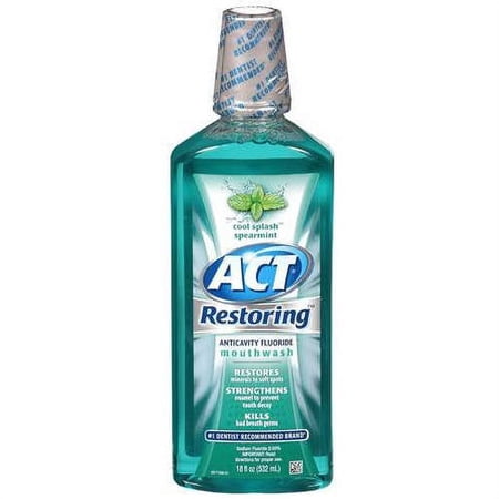 ACT Restoring Anticavity Fluoride Mouthwash Cool Splash Spearmint 18 oz