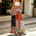 thumbnail image 6 of Sewkxo Womens Wide Leg Pants Drawstring Elastic High Waisted Ruffle Hem Palazzo Pants with Pockets,Deep Red S, 6 of 6