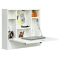 thumbnail image 3 of Topbuy Wall Mount Floating Desk Foldable Space Saving Laptop Workstation with Storage Drawer and Shelves White, 3 of 8