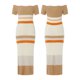 thumbnail image 3 of Faldas largas Vestido de punto informal a rayas horizontales para mujer, vestido tipo túnica caqui de cintura media, estilo Sexy con hombros descubiertos, traje de vacaciones Kuymtek Caqui T S para Mujer, 3 of 9