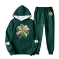 thumbnail image 3 of Gytharion Sweatsuit Sets for Women Fashion Shamrock Graphic Print Long Sleeve Hoodies and Jogger Sweatpants 2 Piece St Patricks Day Tracksuit Sets with Pockets, 3 of 5