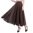 thumbnail image 4 of Rciityk Women's Elegant Tulle Maxi Skirt Elastic High Waist Solid Pleated Long Skirt Summer Spring Flowy A-Line Ankle-Length Beach Vacation Skirt, 4 of 6