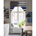 thumbnail image 4 of Blue American Flag Swag Valances for Windows, Small Curtains Drapes, Black White Stripe US Flag Retro Wooden Kitchen Window Curtains Over Sink Window Treatment Valance for Bedroom/Bathroom 56"x36", 4 of 5