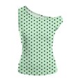 thumbnail image 5 of Yrmaups Loose Fit Sleeveless T Shirt for Women, Off Shoulder Asymmetric Polka Dot Blouse, Casual Slim Tee for Vacation Travel Daily Wear, Green M, 5 of 6